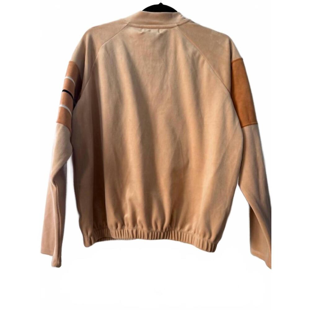 NEW JUICY COUTURE women's raglan velour pullover top in tan - Picture 3 of 3
